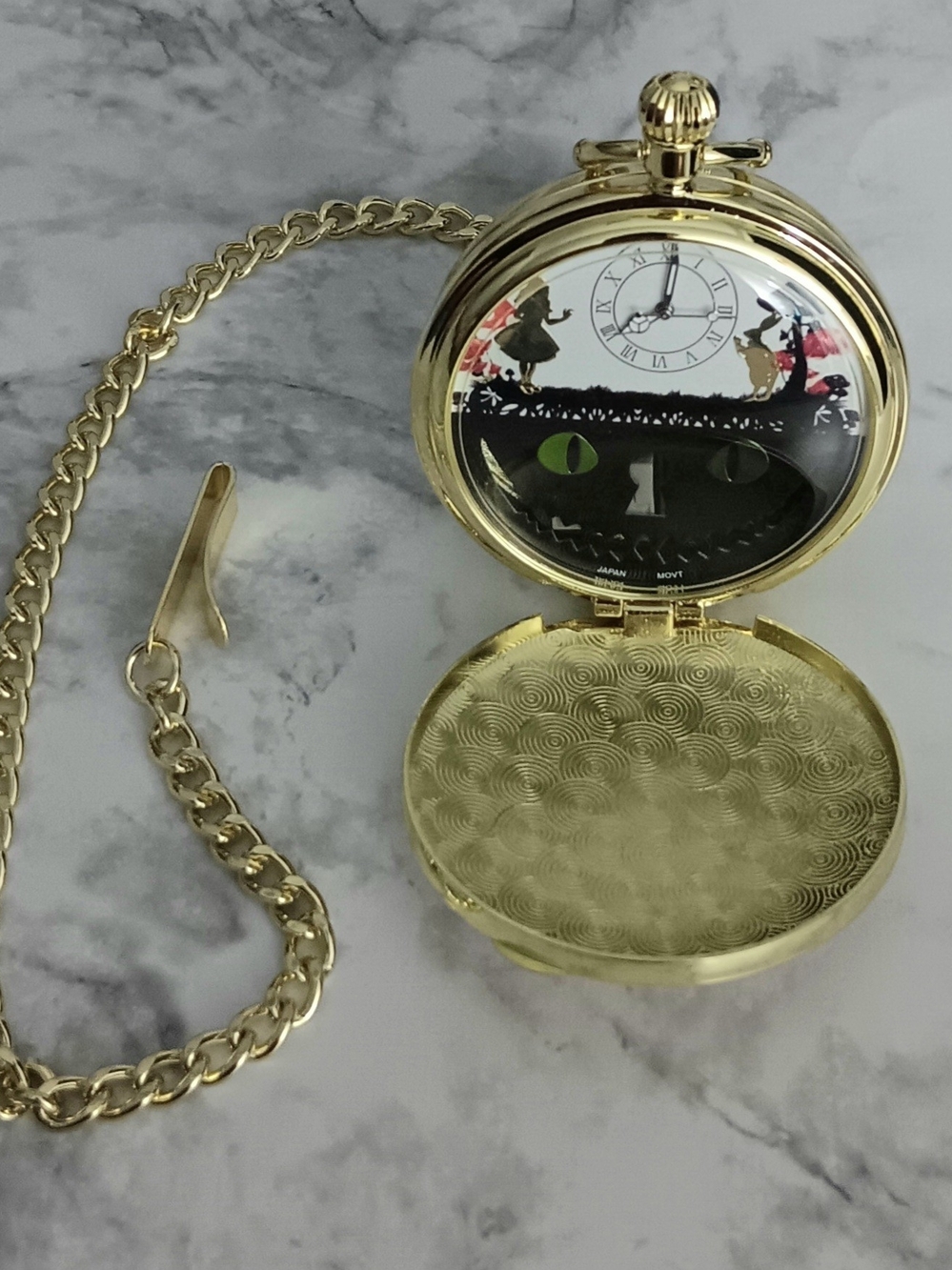 Disney Alice in Wonderland Musical Pocket Watch Gold & Red– Like New - Picture 6 of 7